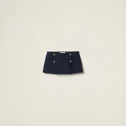 Navy Tweed Miniskirt | Miu Miu