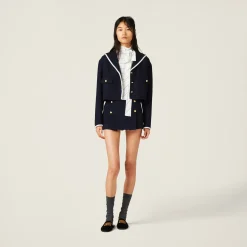 Navy Tweed Miniskirt | Miu Miu