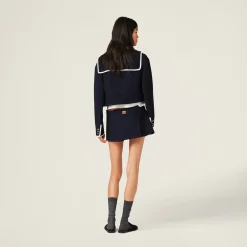 Navy Tweed Miniskirt | Miu Miu