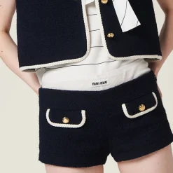 Navy Tweed Shorts | Miu Miu