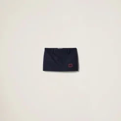 Navy Velour Miniskirt | Miu Miu