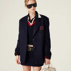 Navy Velour Miniskirt | Miu Miu