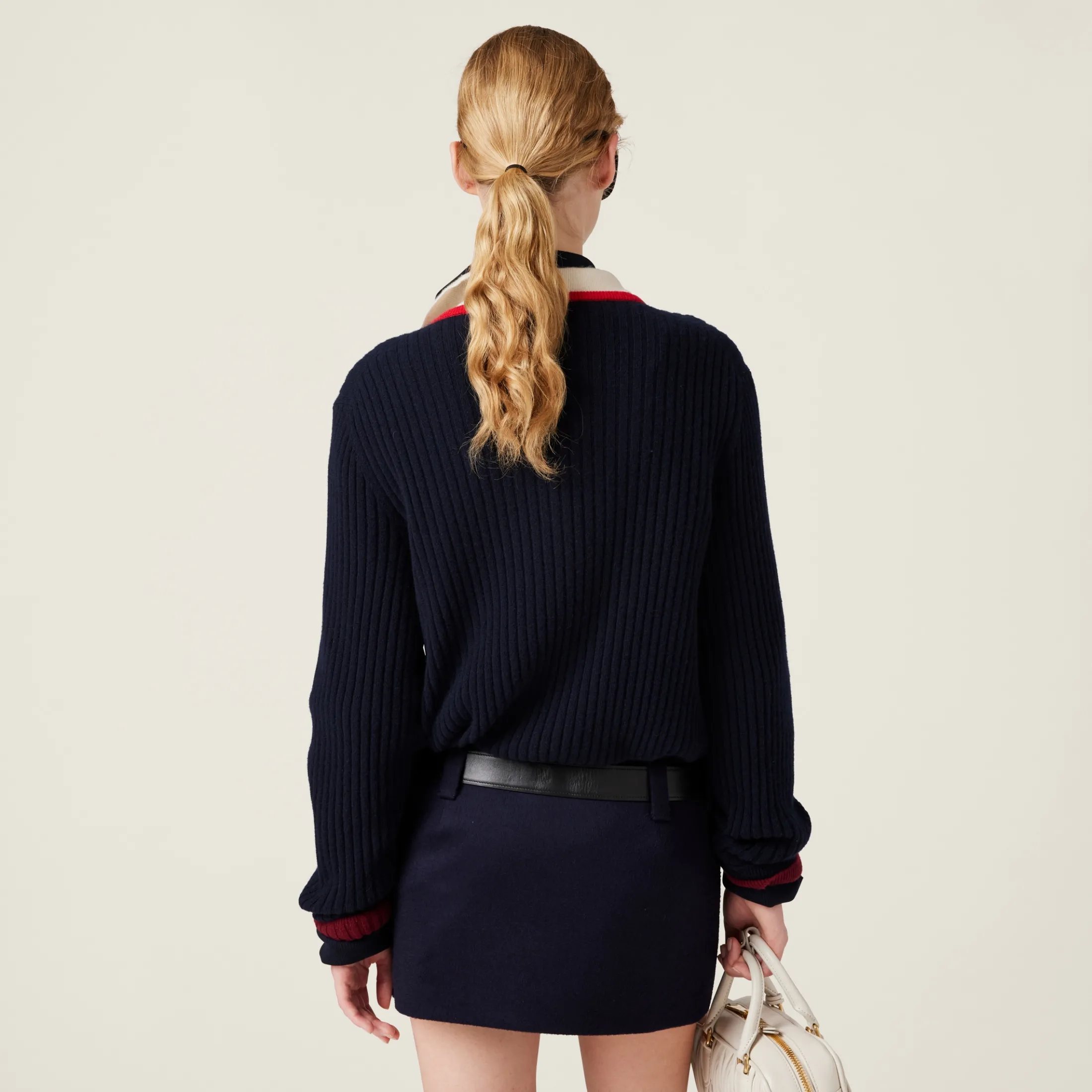 Navy Velour Miniskirt | Miu Miu