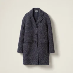 Navy Wool And Cotton Coat | Miu Miu