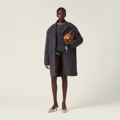 Navy Wool And Cotton Coat | Miu Miu