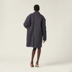 Navy Wool And Cotton Coat | Miu Miu