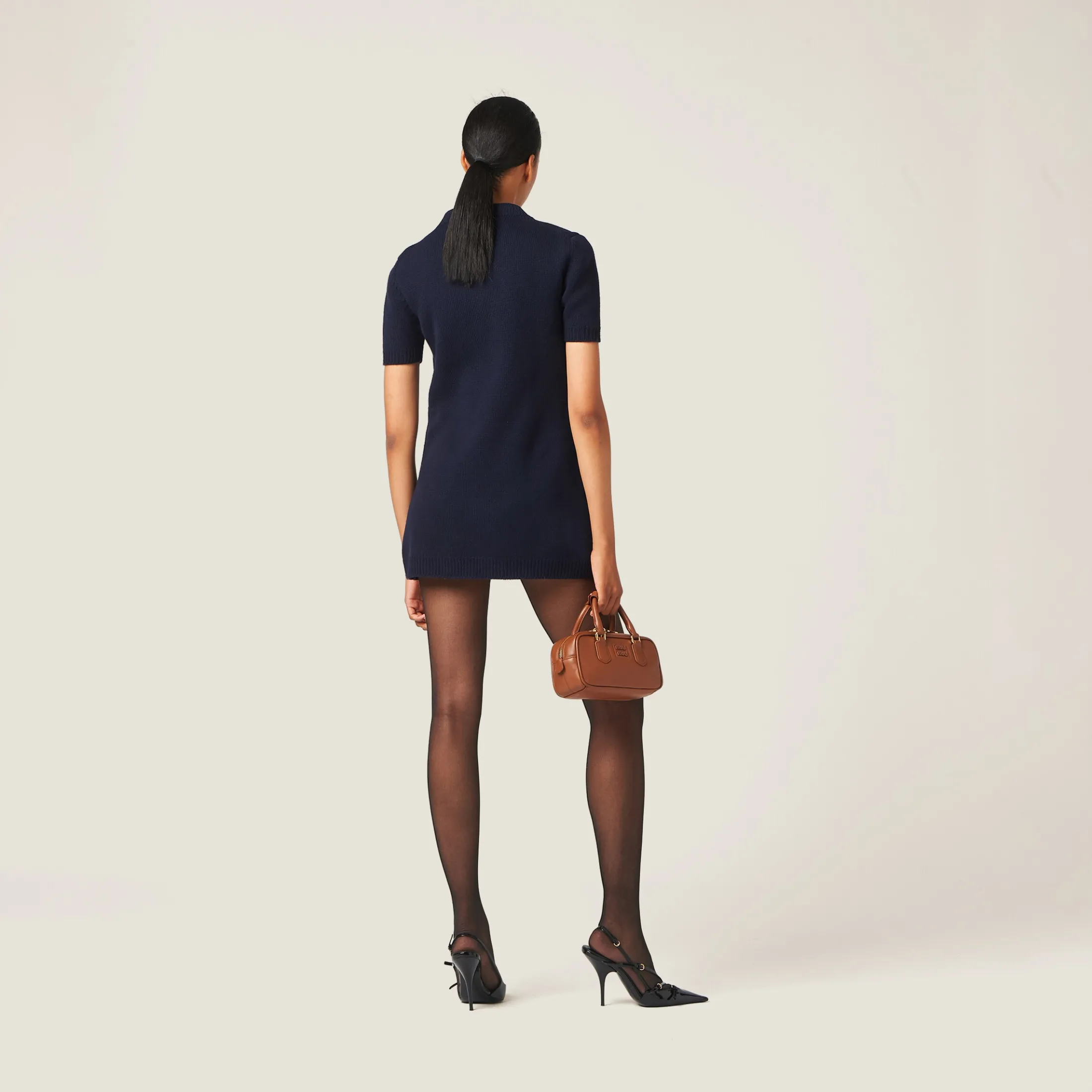 Navy Wool And Nylon Mini-dress | Miu Miu
