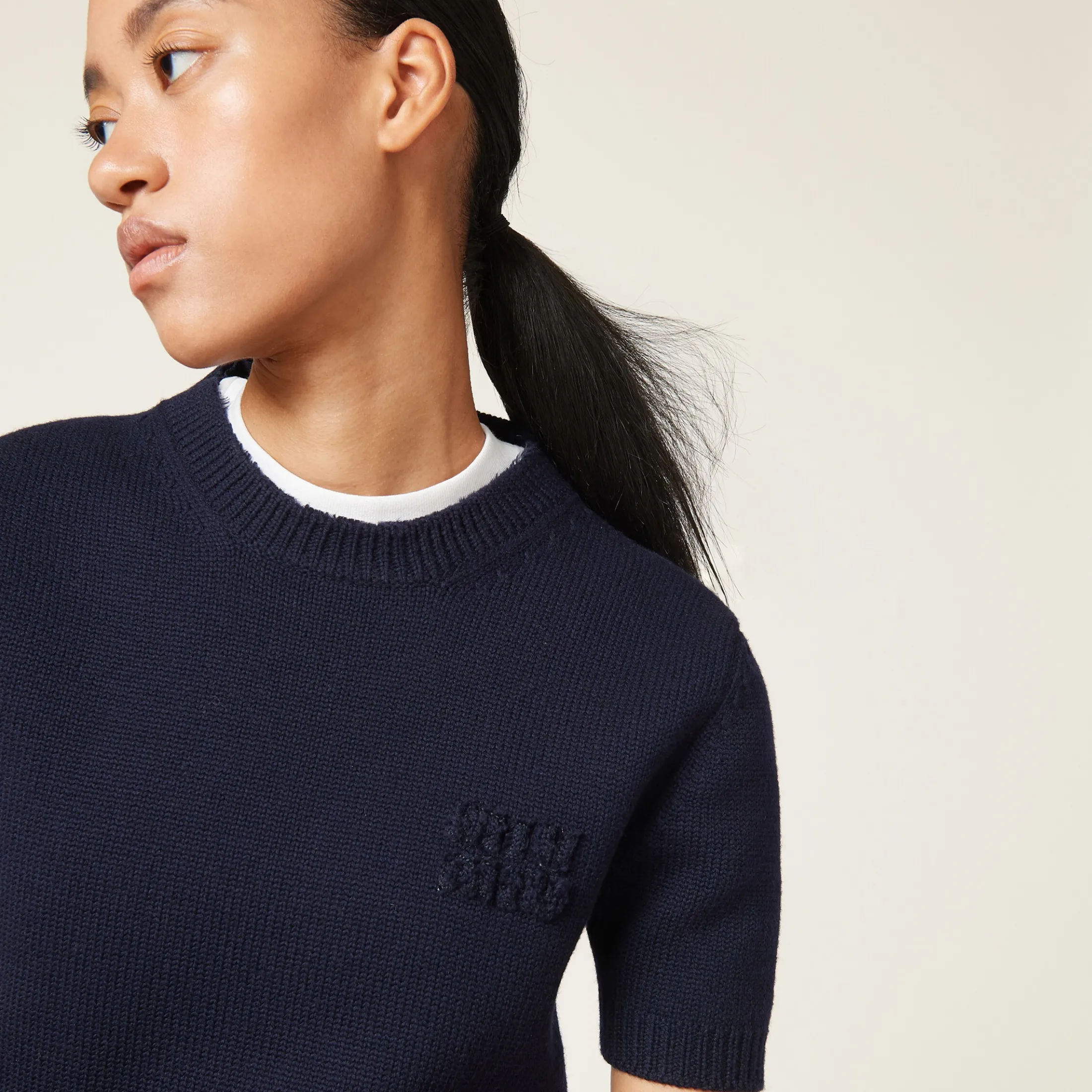 Navy Wool And Nylon Mini-dress | Miu Miu