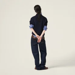 Navy Wool Knit Polo Shirt | Miu Miu