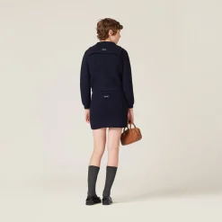 Navy Wool Miniskirt | Miu Miu