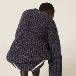Navy Wool Sweater | Miu Miu