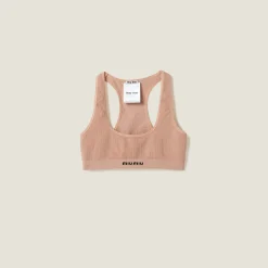 Nude Beige Seamless Racerback Top | Miu Miu