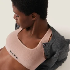 Nude Beige Seamless Racerback Top | Miu Miu