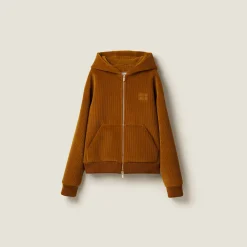 Ochre Corduroy Hoodie Jacket | Miu Miu
