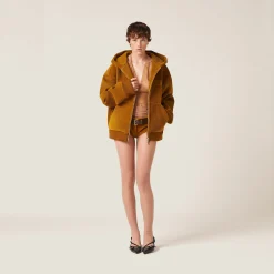 Ochre Corduroy Hoodie Jacket | Miu Miu