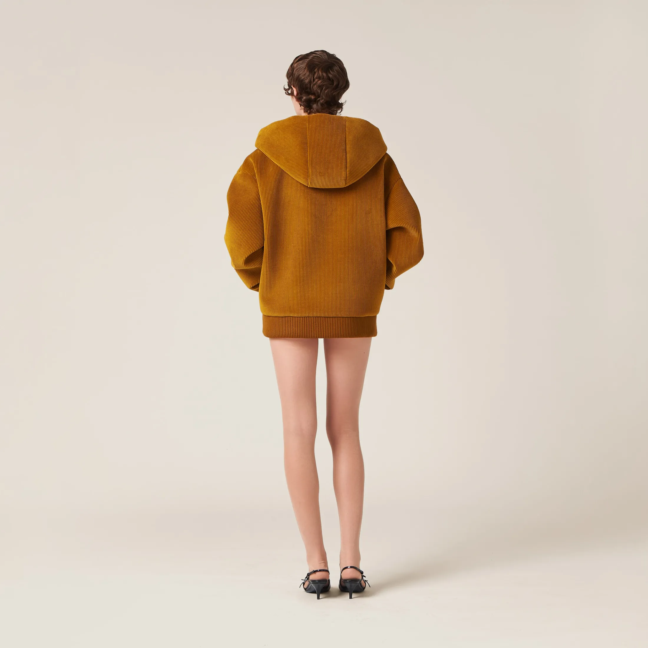 Ochre Corduroy Hoodie Jacket | Miu Miu