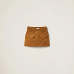 Ochre Garment-dyed Gabardine Miniskirt | Miu Miu