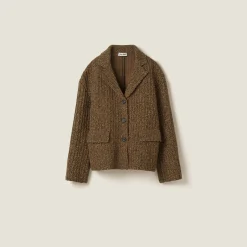 Olive Green Wool And Cotton Jacket | Miu Miu