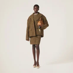 Olive Green Wool And Cotton Skirt | Miu Miu