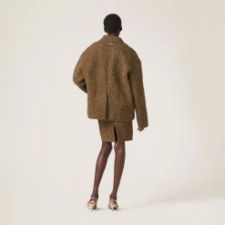 Olive Green Wool And Cotton Skirt | Miu Miu