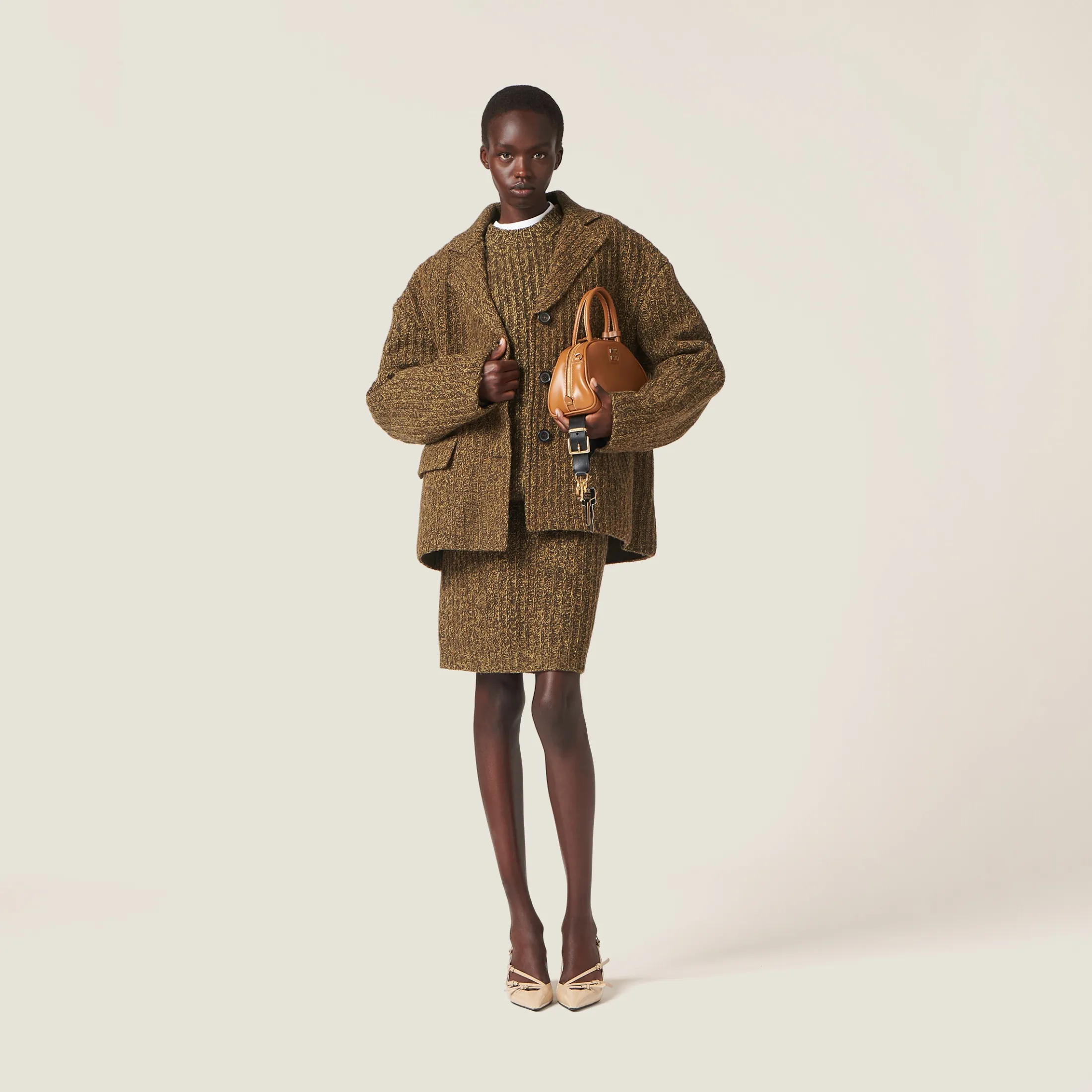 Olive Green Wool And Cotton Jacket | Miu Miu