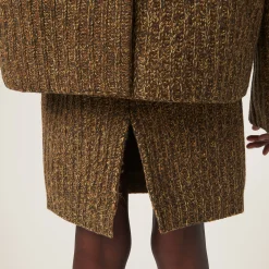 Olive Green Wool And Cotton Skirt | Miu Miu