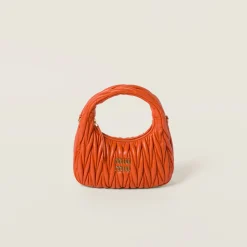 Orange Wander Matelassé Nappa Leather Hobo Bag | Miu Miu