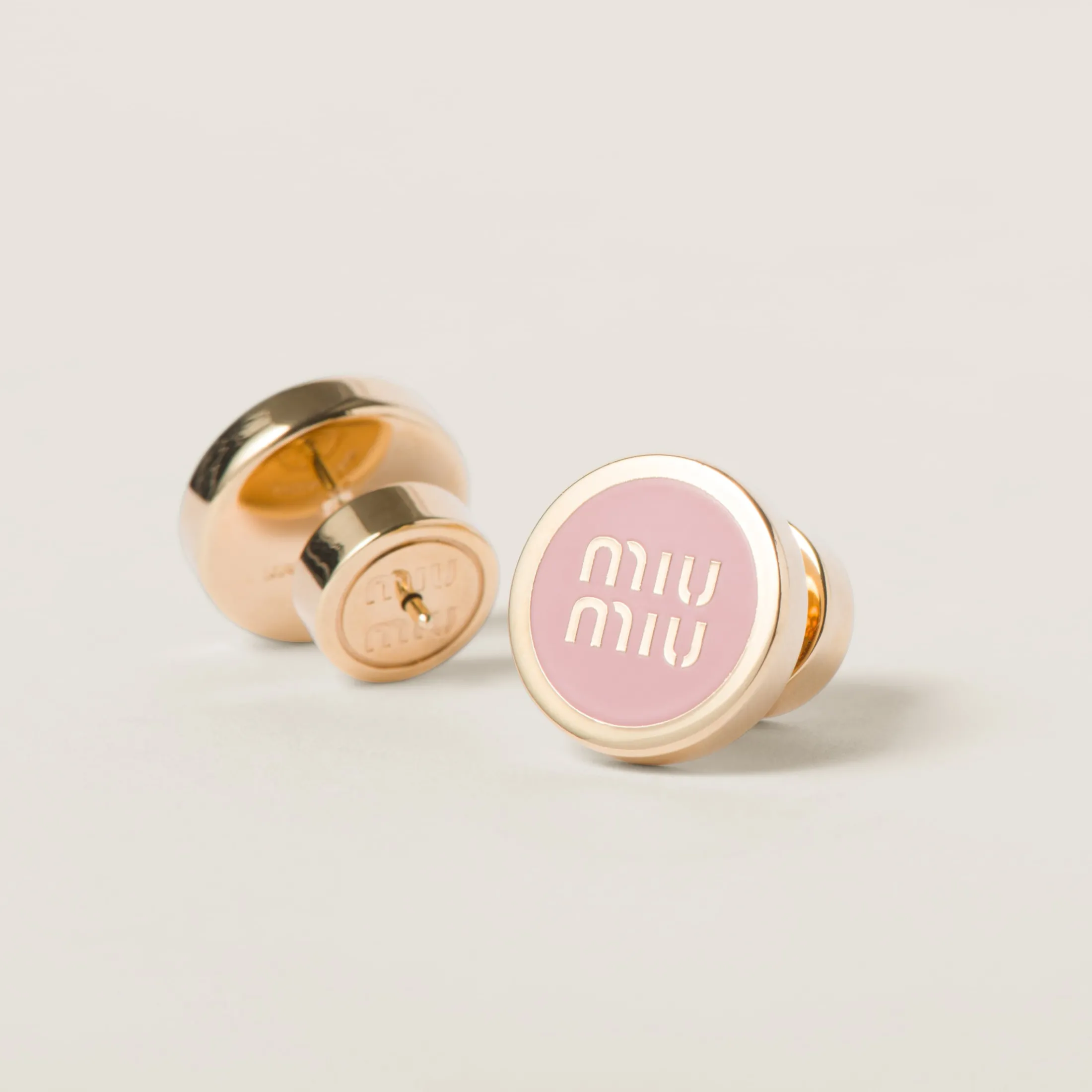 Orchid Pink Enameled Metal Earrings | Miu Miu