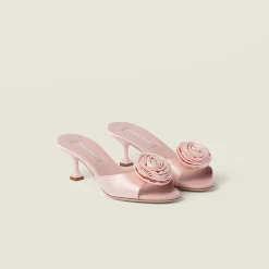 Orchid Pink Satin Slides | Miu Miu