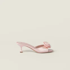 Orchid Pink Satin Slides | Miu Miu