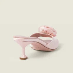 Orchid Pink Satin Slides | Miu Miu