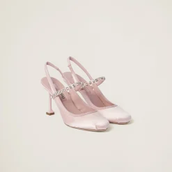 Orchid Pink Satin Slingback Pumps | Miu Miu