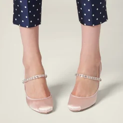 Orchid Pink Satin Slingback Pumps | Miu Miu