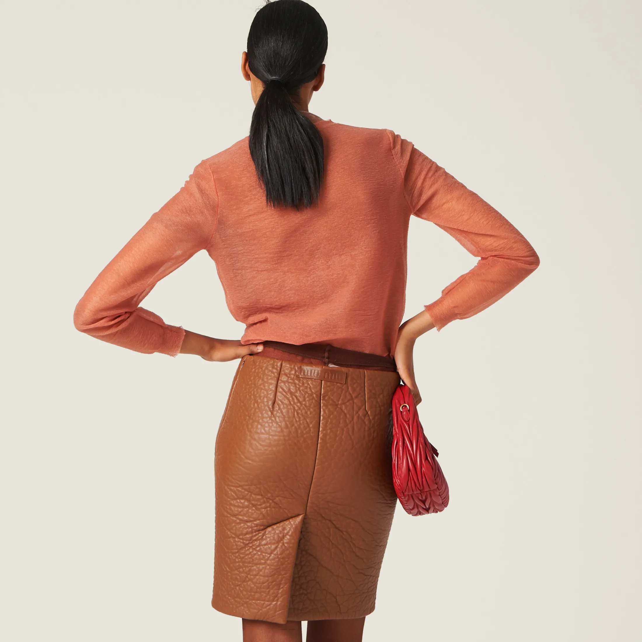 Peach Nylon Cardigan | Miu Miu