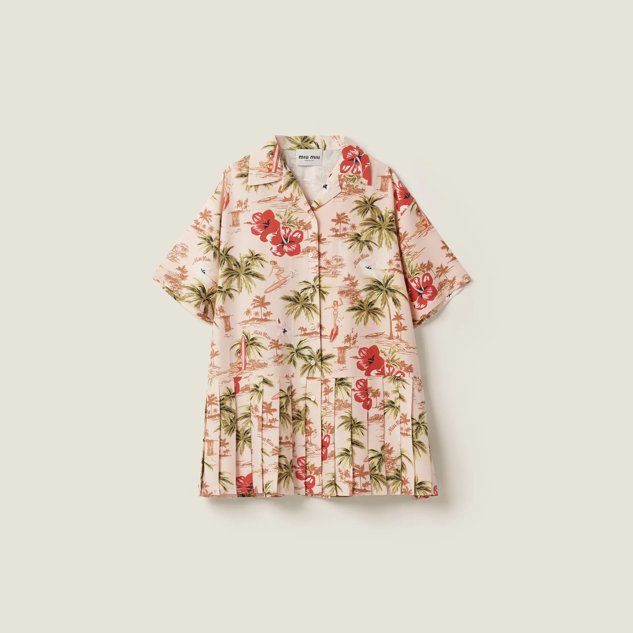 Peach Printed Silk Mini-dress | Miu Miu