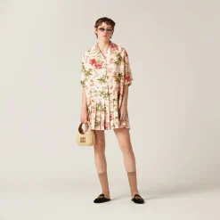 Peach Printed Silk Mini-dress | Miu Miu