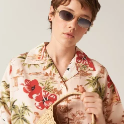 Peach Printed Silk Mini-dress | Miu Miu