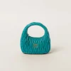 Peacock Blue Wander Matelassé Nappa Leather Hobo Bag | Miu Miu