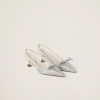 Pearl Gray Satin Slingback Pumps | Miu Miu