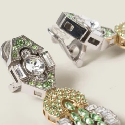 Peridot Metal Earrings With Crystals | Miu Miu
