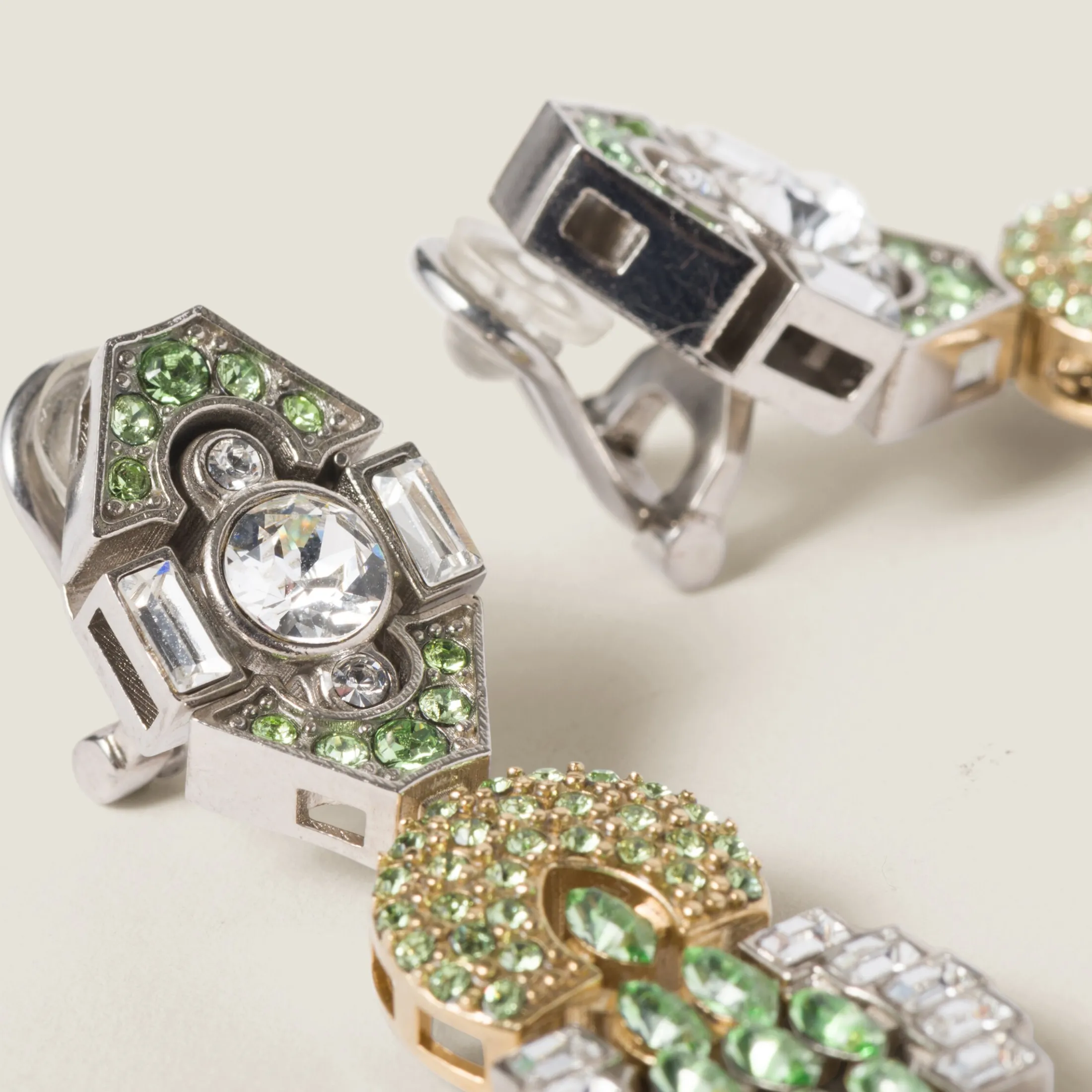 Peridot Metal Earrings With Crystals | Miu Miu