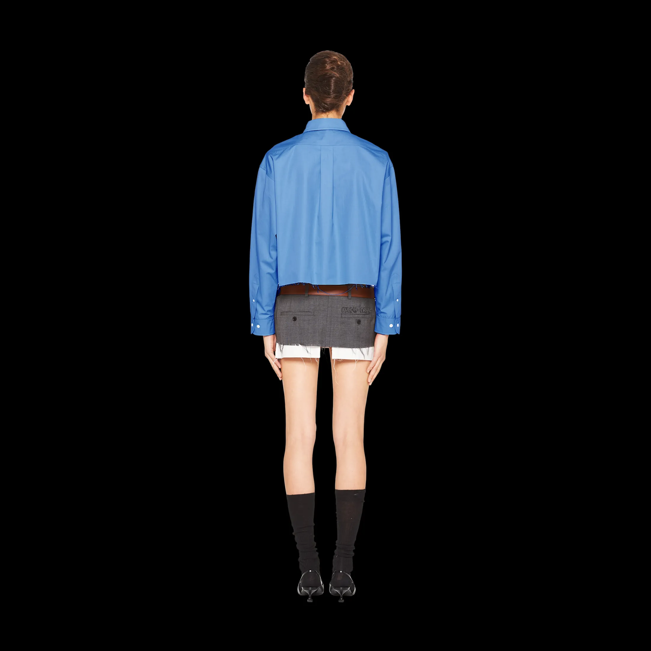 Periwinkle Blue Cropped Poplin Shirt | Miu Miu