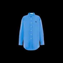 Periwinkle Blue Oversized Poplin Shirt | Miu Miu