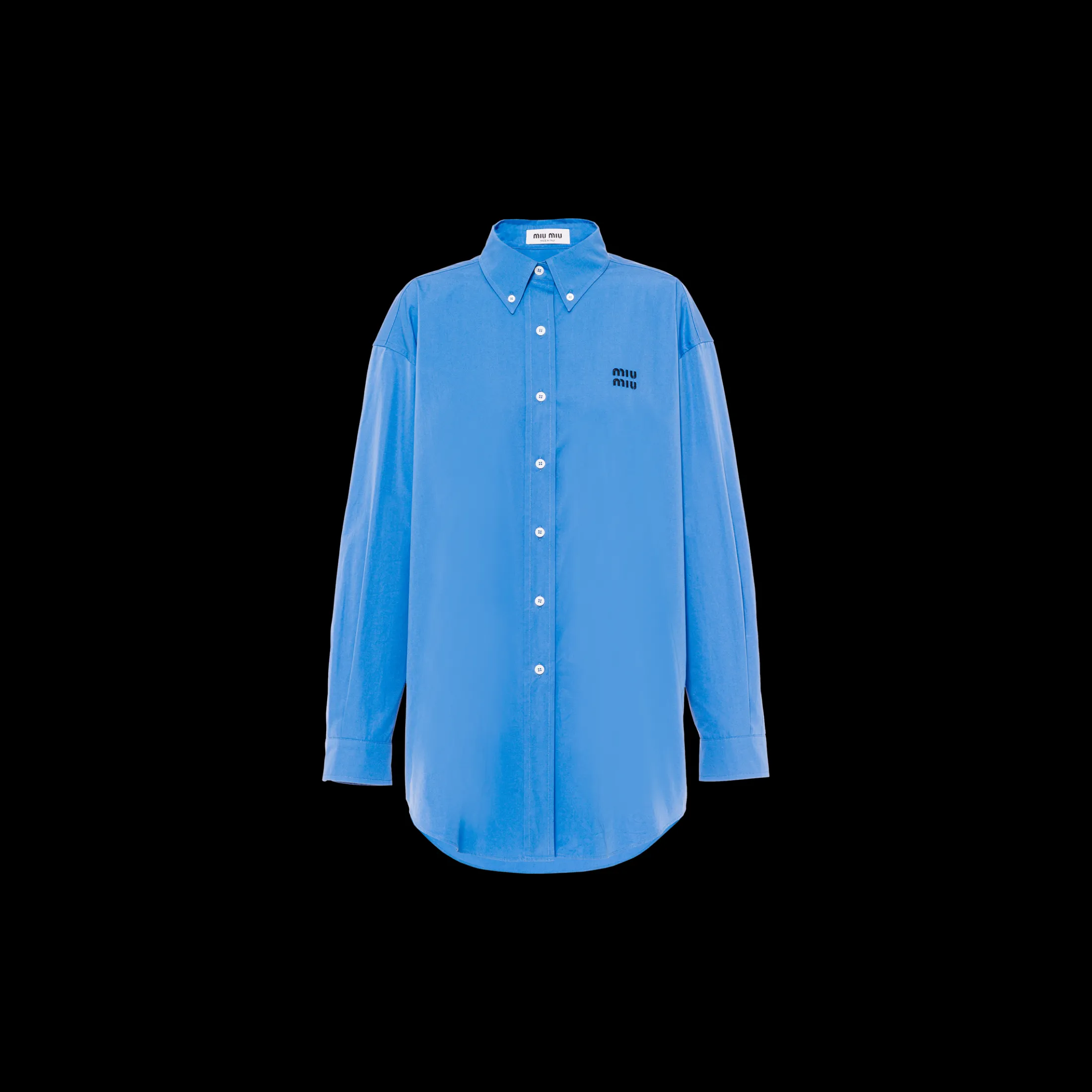 Periwinkle Blue Oversized Poplin Shirt | Miu Miu
