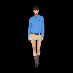 Periwinkle Blue Oversized Poplin Shirt | Miu Miu