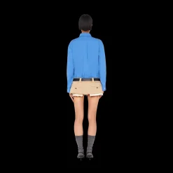 Periwinkle Blue Oversized Poplin Shirt | Miu Miu