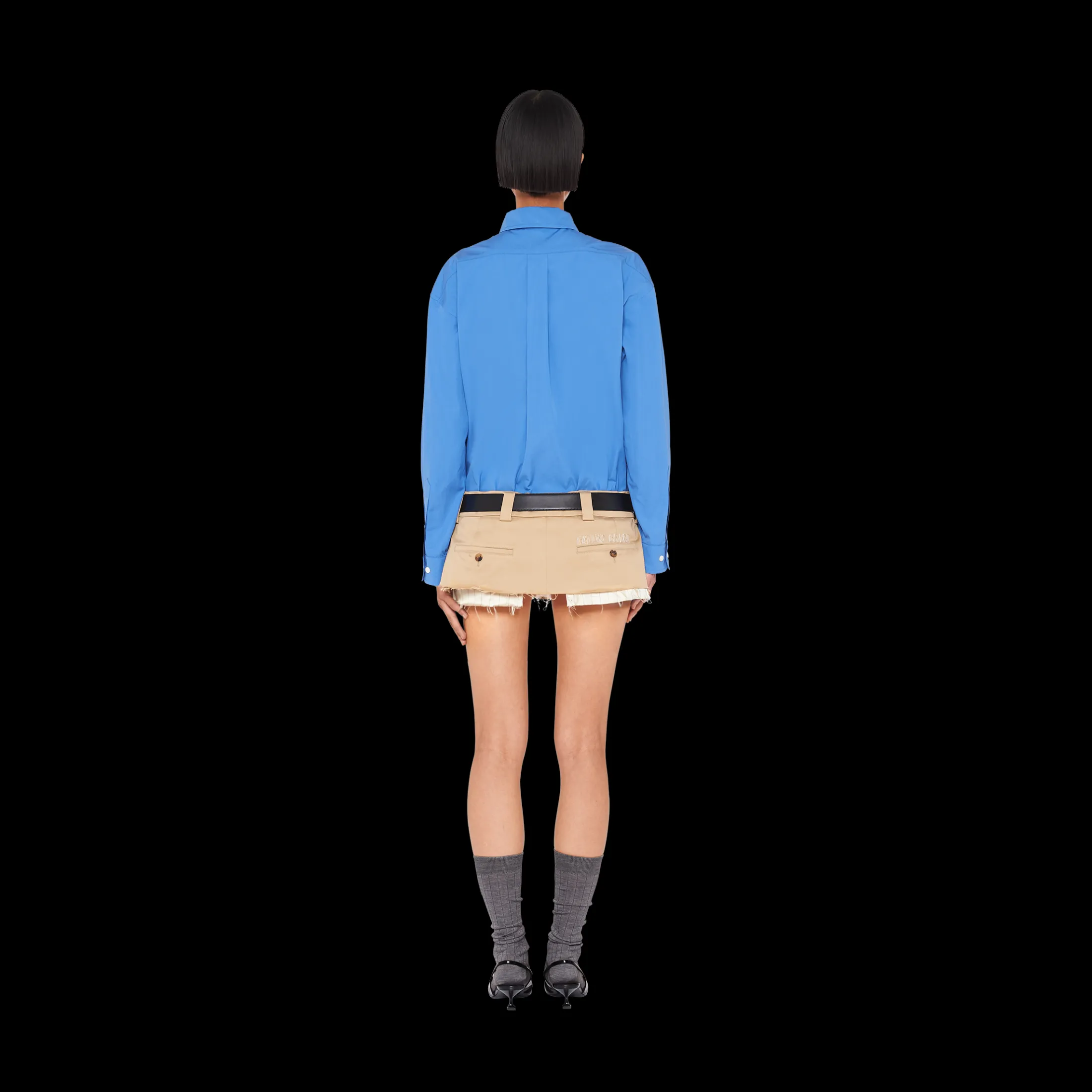 Periwinkle Blue Oversized Poplin Shirt | Miu Miu