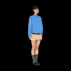 Periwinkle Blue Oversized Poplin Shirt | Miu Miu