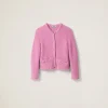 Pink Cashmere And Silk Knit Cardigan | Miu Miu