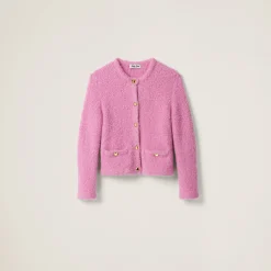 Pink Cashmere And Silk Knit Cardigan | Miu Miu